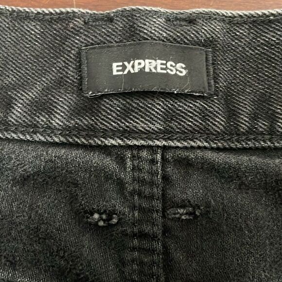 Express Women’s 8 Straight Ankle High Rise Black Jeans Side Button Closure - Picture 7 of 8